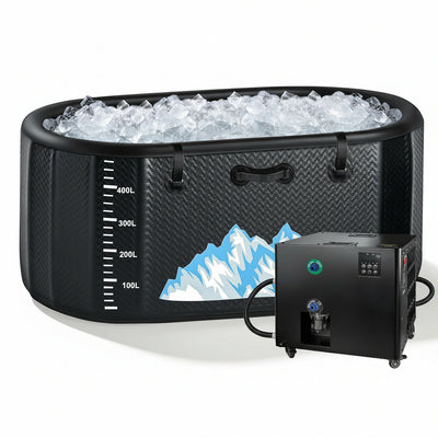 Cold Plunge Tub, 248 Gallon, 1 Horsepower, Heavy-Duty Ice Bath Tub for Athletes with Hot & Cold, Portable Inflatable Plunge Chiller with Water Treatment Kit, Immersion Therapy, Wifi (Black, 1 Set)
