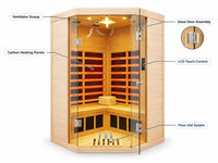 2 Person Infrared Sauna Built for Home Relaxation, Corner Design, Hemlock Wood, 7 Heating Panels — product view 3