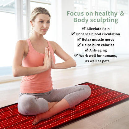 Red Light Therapy Mat Device for Full Body, near Infrared Light Therapy Blanket with Timer,Infrared Light Therapy for Body Shoulder Waist Back Knee Pain Relief
