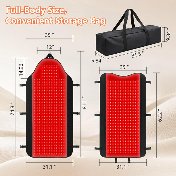 2026 Red Light Therapy for Body, 74.8" × 35" Hangable Red Light Therapy Mat Full Body with 2704 Leds, 660Nm & 850Nm Dual Wavelength, TPU Material, Timer & Adjustable Intensity