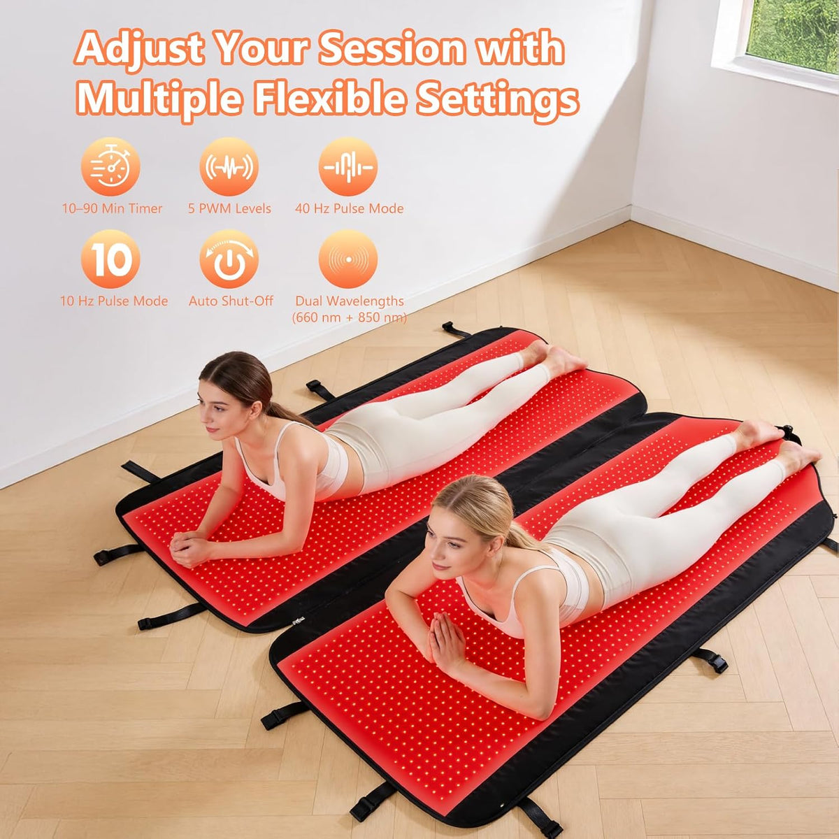 2026 Red Light Therapy for Body, 74.8" × 35" Hangable Red Light Therapy Mat Full Body with 2704 Leds, 660Nm & 850Nm Dual Wavelength, TPU Material, Timer & Adjustable Intensity