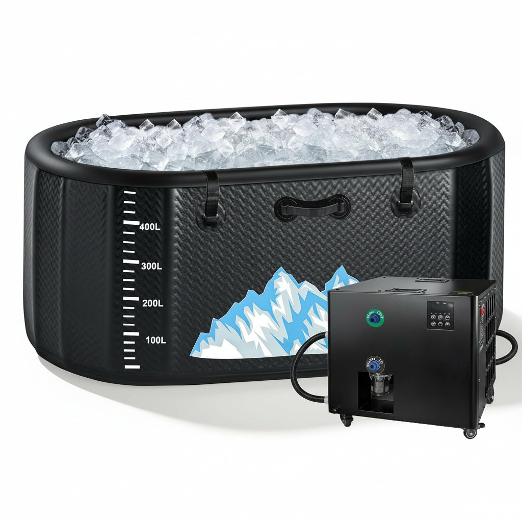 Cold Plunge Tub, 248 Gallon, 1 Horsepower, Heavy-Duty Ice Bath Tub for Athletes with Hot & Cold, Portable Inflatable Plunge Chiller with Water Treatment Kit, Immersion Therapy, Wifi (Black, 1 Set)