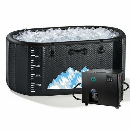 Cold Plunge Tub, 248 Gallon, 1 Horsepower, Heavy-Duty Ice Bath Tub for Athletes with Hot & Cold, Portable Inflatable Plunge Chiller with Water Treatment Kit, Immersion Therapy, Wifi (Black, 1 Set)