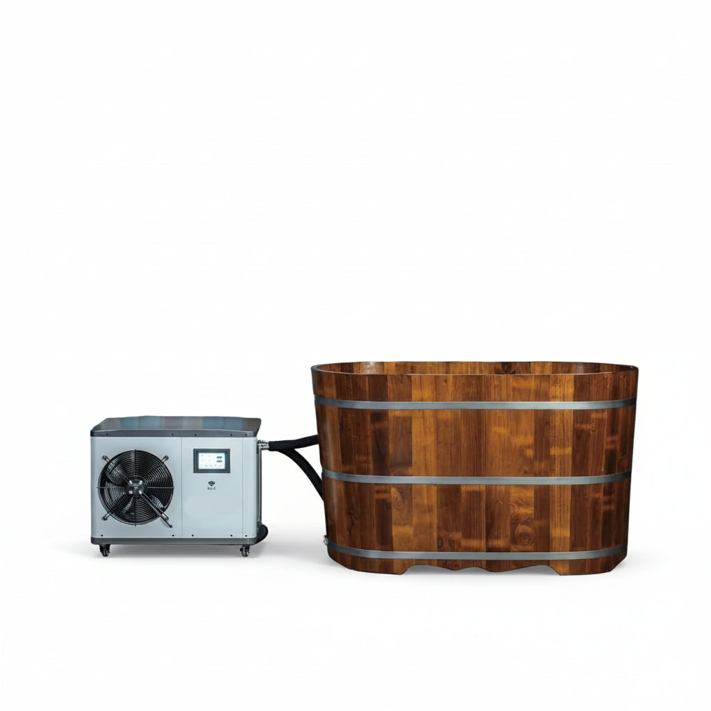 WOODBRIDGE 54" Indoor Cold Plunge Tub W/ 1.3 HP White Chiller – Rapid Cooling & Heating, Ozone Sanitation, Filter Circulation System, Wifi-Enabled & Remote Control via APP, Insulated Tub Cover