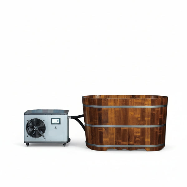 WOODBRIDGE 54" Indoor Cold Plunge Tub W/ 1.3 HP White Chiller – Rapid Cooling & Heating, Ozone Sanitation, Filter Circulation System, Wifi-Enabled & Remote Control via APP, Insulated Tub Cover